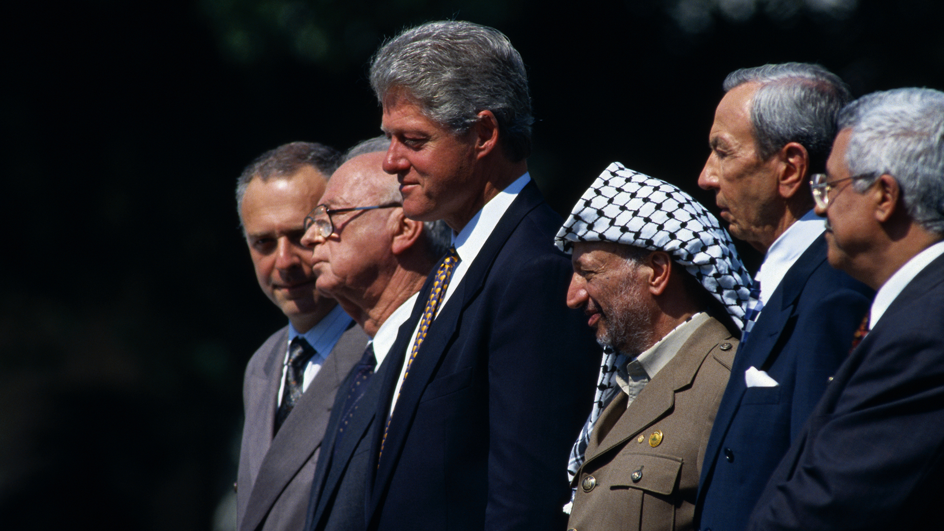 Ondertekening van de Oslo-akkoorden door Rabin, Arafat en Clinton